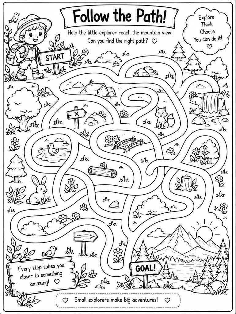 Follow the Path activity page with an illustrated trail